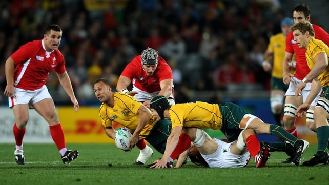 Wales v Australia - Quade Cooper is tackled