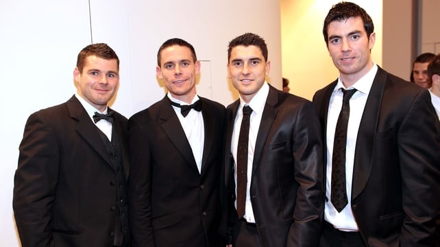 Dublin's Kevin McMenamon, Stephen Cluxton, Bernard Brogan and Michael Darragh at the ceremony