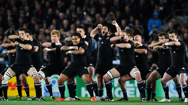 France advanced on the New Zealand haka prior to the Rugby World Cup final