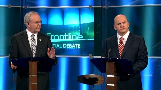 Martin McGuinness and Seán Gallagher clashed during the debate Martin McGuinness and Seán Gallagher clashed during the debate