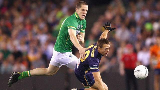 Murphy playing for Ireland against Australia in the International Rules series