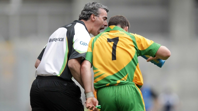 Jim McGuiness and Kevin Cassidy during Donegal's dramatic All-Ireland quarter-final clash with Kildare
