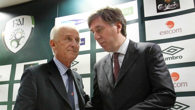 Giovanni Trapattoni with FAI chief executive John Delaney