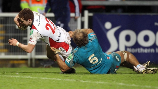 Ulster substitute Paddy Jackson crosses the whitewash at Ravenhill
