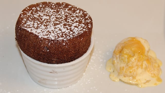 Hot Chocolate Soufflé and Glacé Grand Marnier with Orange Chocolate Hot Chocolate Soufflé and Glacé Grand Marnier with Orange Chocolate