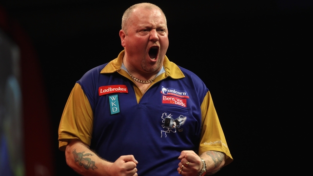 Hamilton shows his delight at reaching the PDC decider