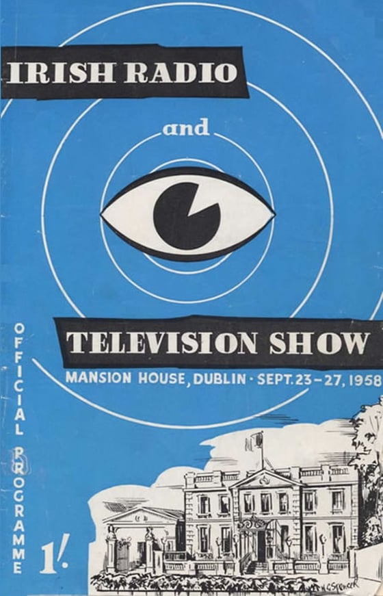 Catalogue cover for the Irish Radio and Television Show held at the Mansion House in 1958.