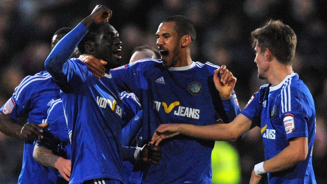 Macclesfield - Celebrate Arnaun Mendy's goal