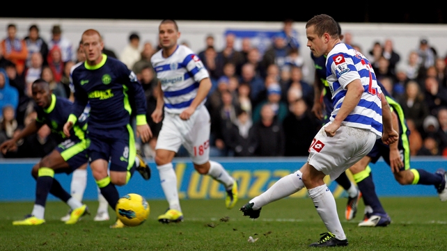 QPR's Heidar Helgusson opened the scoring from the penalty spot