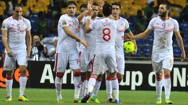 Khaled Korbi celebrates with his Morocco team-mates