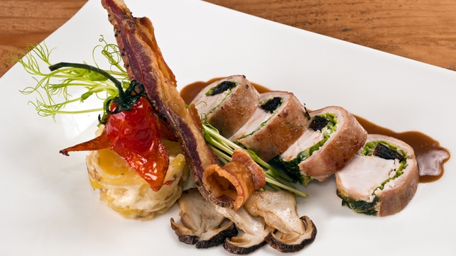 Loin of Rabbit with Carrot Cones, Pearl Onions, Truffle Sauce Loin of Rabbit with Carrot Cones, Pearl Onions, Truffle Sauce