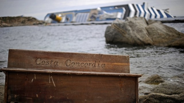 A bench from the cruise liner Costa Concordia lying aground on the island of Giglio A bench from the cruise liner Costa Concordia lying aground on the island of Giglio