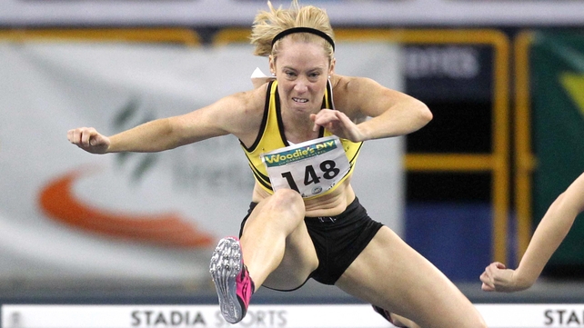 Derval O'Rourke won in 8.21s at the Odyssey Arena in Belfast