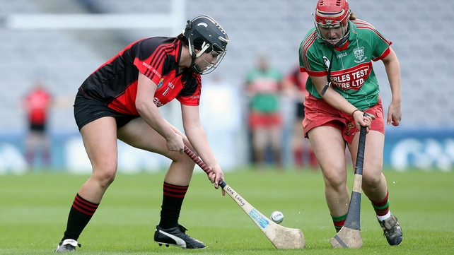 Oulart-The Ballagh's Una Leacy beats Drom & Inch's Therese Shortt to the ball