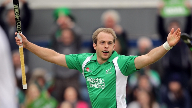 Timmy Cockram celebrates scoring for Ireland