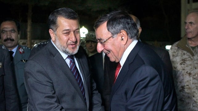 Leon Panetta chats with Afghanistan's Minister of Interior General Bismillah Khan Mohammadi Leon Panetta chats with Afghanistan's Minister of Interior General Bismillah Khan Mohammadi
