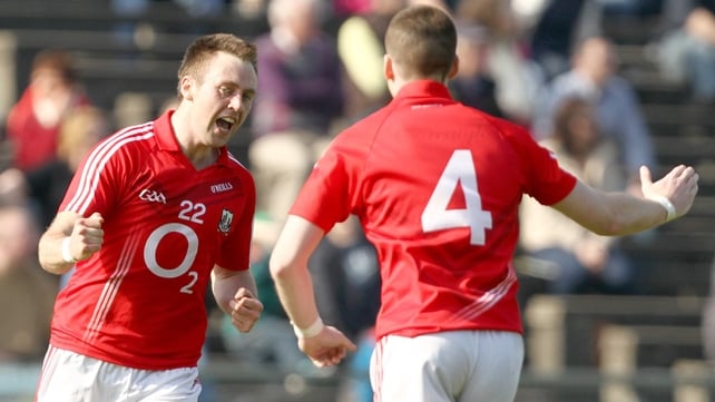 Paul Kerrigan celebrates his telling score as Cork eventually went on to win