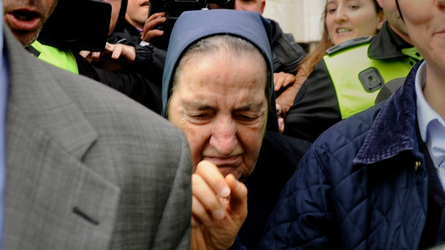 Sister Maria Gomez Valbuena refused to testify and left court shielded by police Sister Maria Gomez Valbuena refused to testify and left court shielded by police