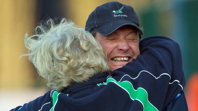 Denis Pritchard in celebratory mood after a recent success for Ireland in the Olympic qualifying tournament