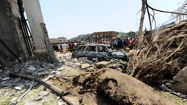 The bomb scene at the This Day premises in Abuja The bomb scene at the This Day premises in Abuja