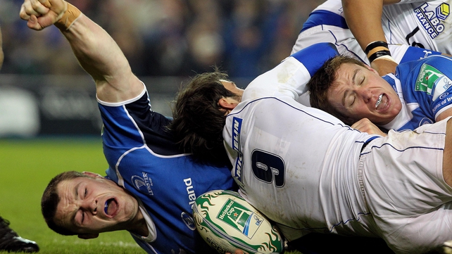 Cian Healy celebrates his try against Clermont in 2010