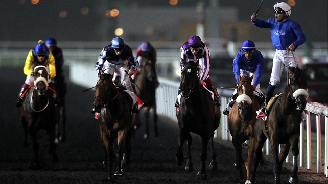 Planteur (second left), finishing third in the Dubai World Cup on his debut for Marco Botti, could return for France for the Prix d'Ispahan
