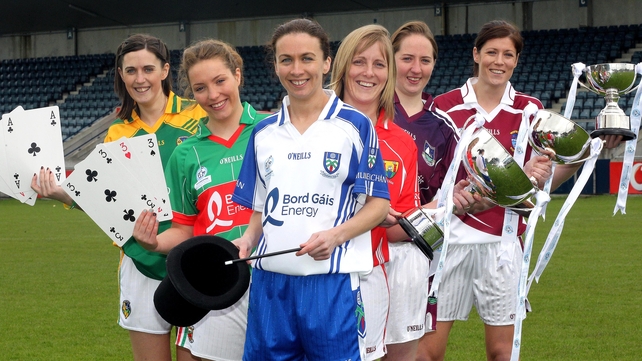 (L to r) Mairead Stenson of Leitrim, Leona Ryder of Mayo, Sharon Courtney of Monaghan, Cork's Elaine Harte, Galway's Claire Hehir and Westmeath's Laura Walsh