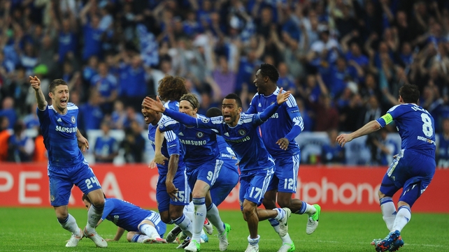 Chelsea celebrate winning the Champions League
