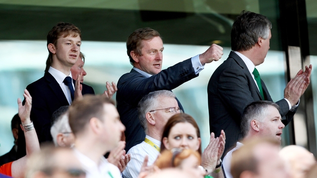 Best mates - Ireland leaders Enda Kenny and John Delaney enjoying the views down Lansdowne Road way