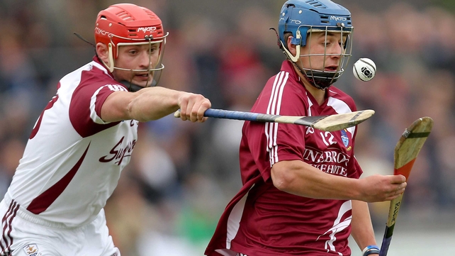 Galway's Iarla Tannian tries to dispossess Paul Greville of Westmeath