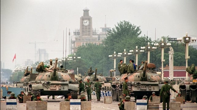 Soldiers take position near Tiananmen Square in 1989 Soldiers take position near Tiananmen Square in 1989