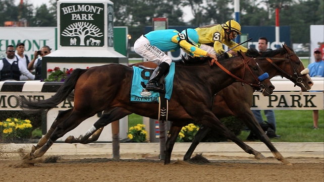 Union Rags (yellow silks) was a narrow winner of a weak renewal of the Belmont Stakes in early June