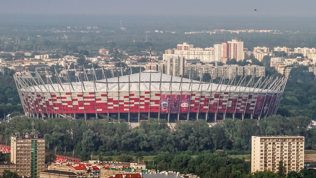 The roof will be closed at the National Stadium, Warsaw, for today's match between Poland and England