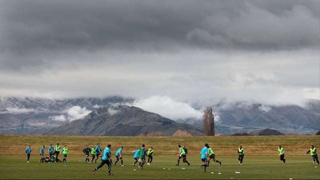 The Ireland team training ahead of their third Test on Saturday