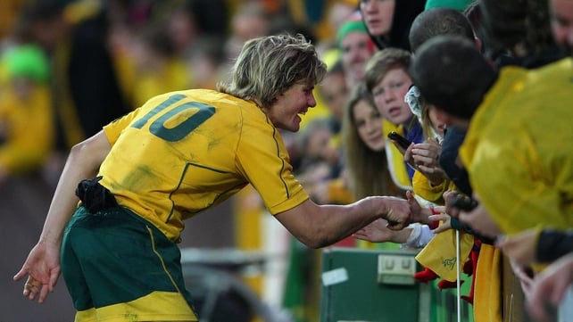 Berrick Barnes is deservedly congratulated after the game