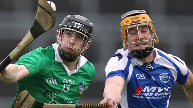 Limerick's Graeme Mulcahy and Gearoid Burke of Laois