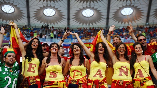 Spanish fans inside the stadium