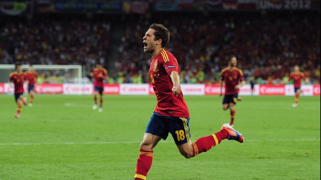 Alba doubled Spain's lead on 41 minutes