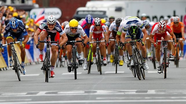 Andre Greipel (second from left) secured a second consecutive stage success on Le Tour in a sprint finish in Saint-Quentin