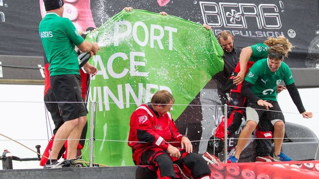 PUMA Ocean Racing celebrates winning the Discover Ireland In-Port Race