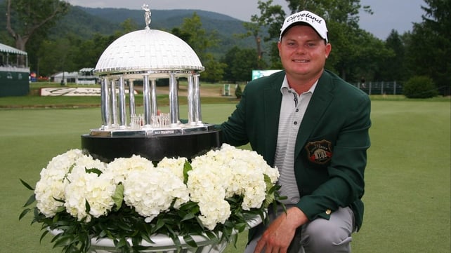 Ted Potter Jr with the Greenbrier Classic trophy