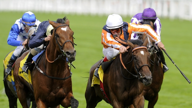 Danedream (r), seen here beating Nathaniel in the King George, landed a Group 1 prize in her native Germany today