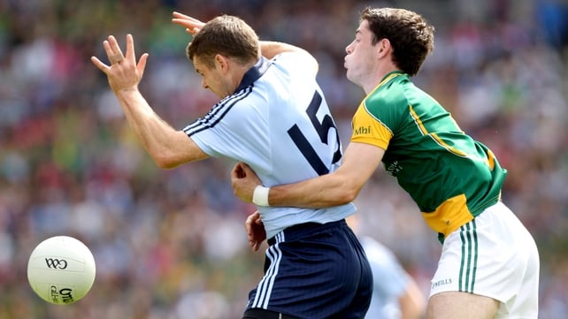 Dublin's Kevin McManamon (l) and Donal Keogan of Meath were involved in an intriguing personal battle