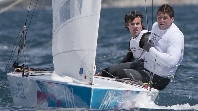 Peter O'Leary and David Burrows are in second position in the Star class