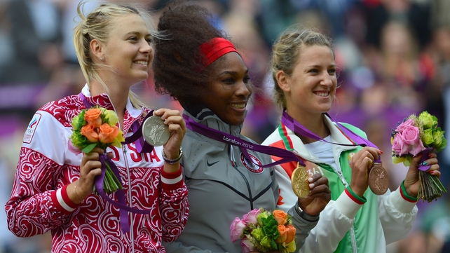 Serena Williams was joined on the Olympic podium by Maria Sharapova and Victoria Azarenka