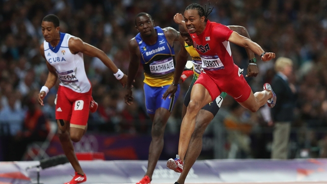 Aries Merritt crosses the line for victory
