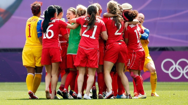 Canada celebrate their bronze medal victory