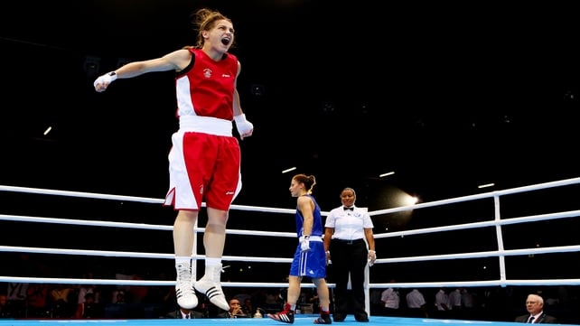 Katie Taylor celebrates winning Olympic gold
