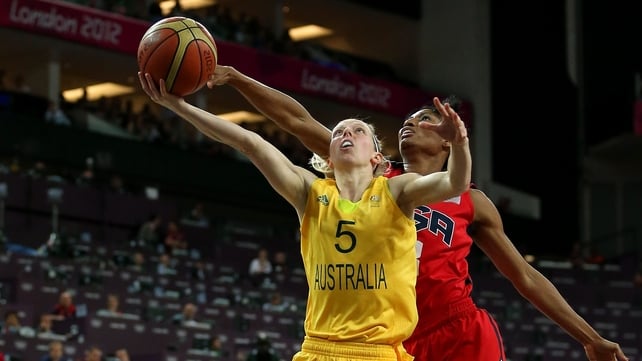 Samantha Richards of Australia lays up a shot against United States