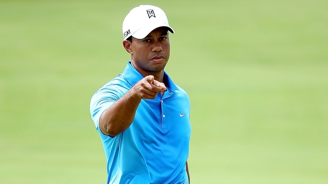 Tiger Woods dropped a shot on 18 and now shares the lead with two others going into the weekend at Kiawah Island